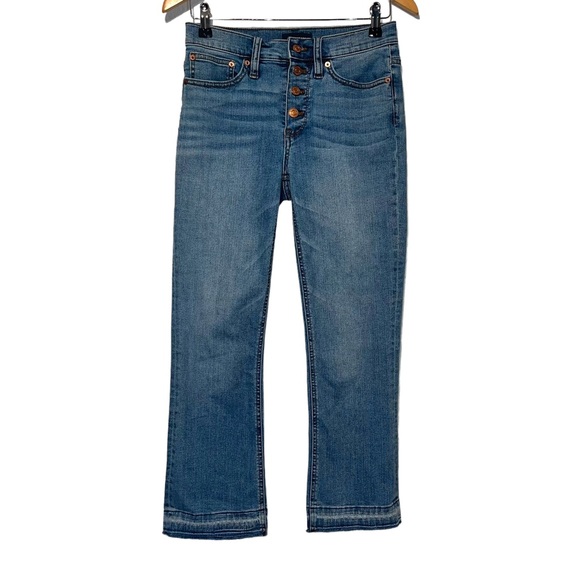 J. CREW Billie Demi Boot Crop Raw Hem Exposed Button Fly Medium Wash Jean - Picture 3 of 10
